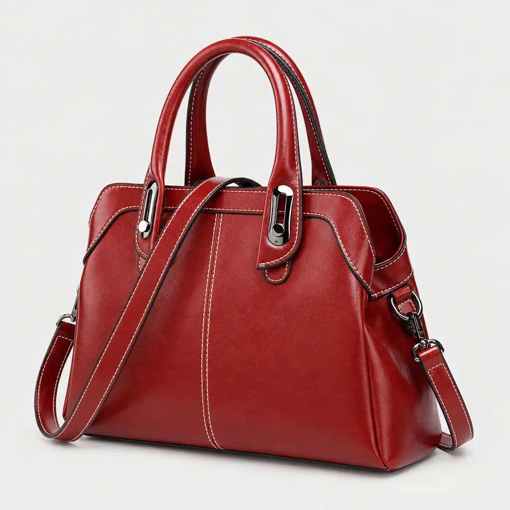 Sac bandoulière femme en cuir ciré - rouge
