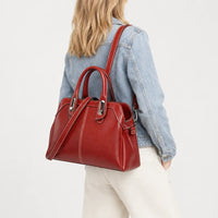 Sac bandoulière femme en cuir ciré - rouge