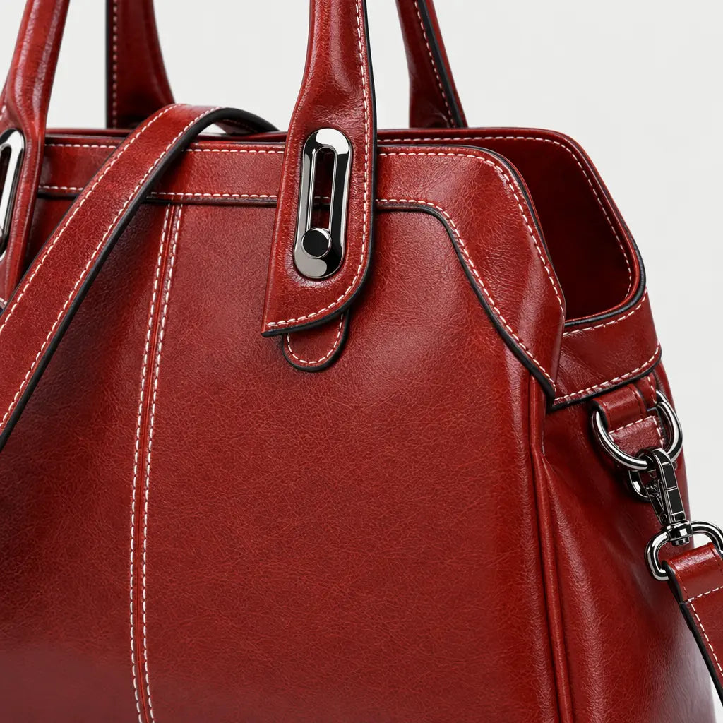 Sac bandoulière femme en cuir ciré - rouge