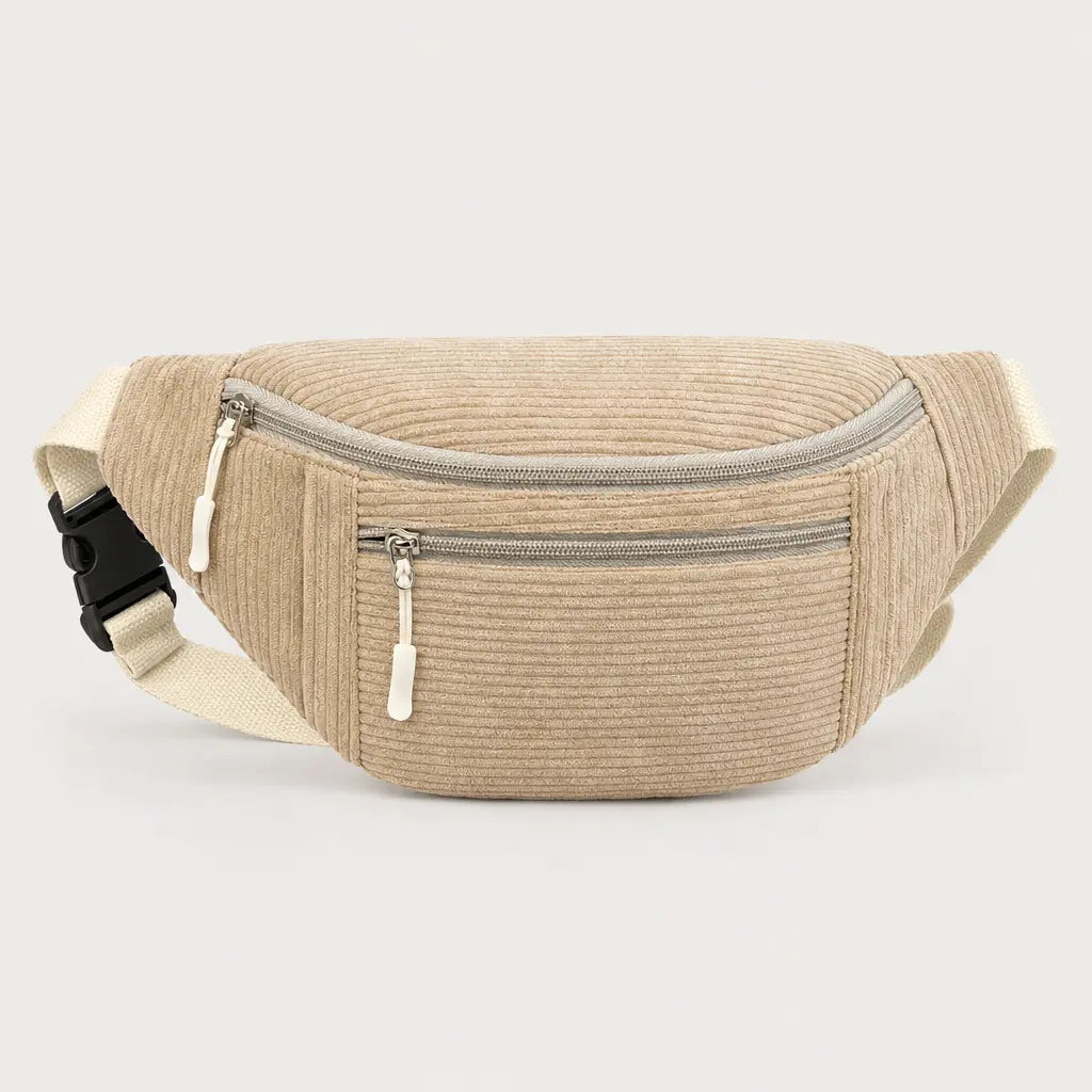 Sac banane femme en velours côtelé - beige