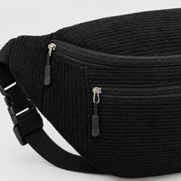 Sac banane femme en velours côtelé - noir