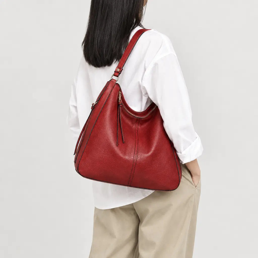 Sac à main femme à poche latérale - rouge
