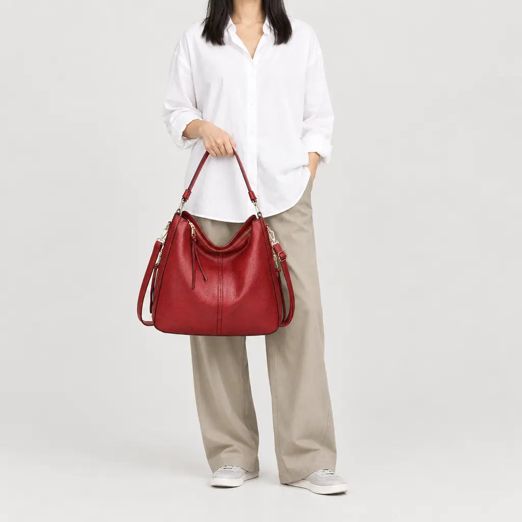 Sac à main femme à poche latérale - rouge