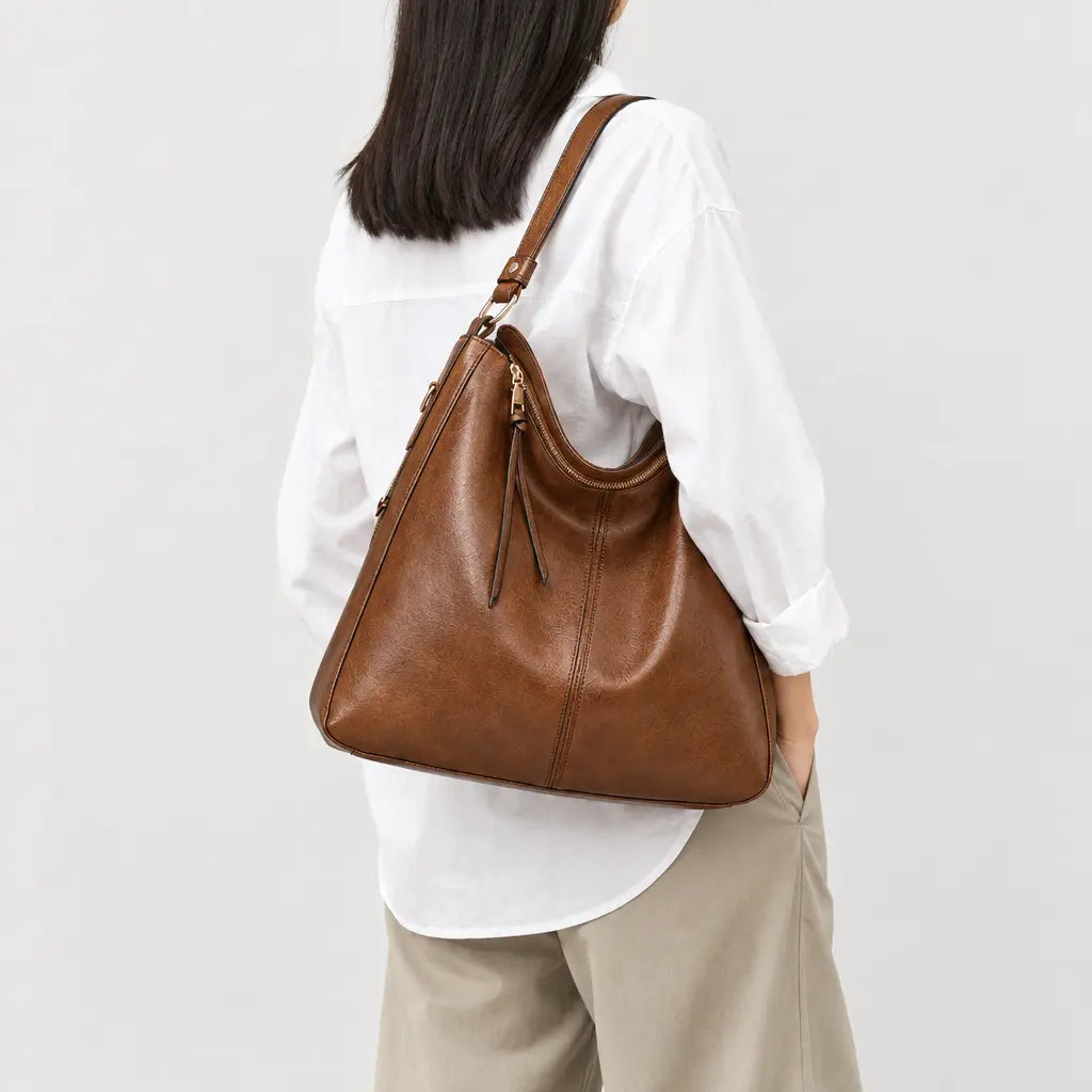 Sac à main femme à poche latérale - marron