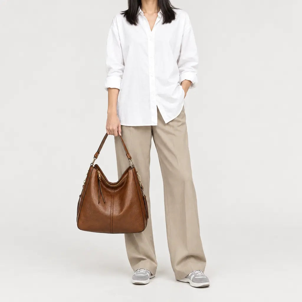 Sac à main femme à poche latérale - marron