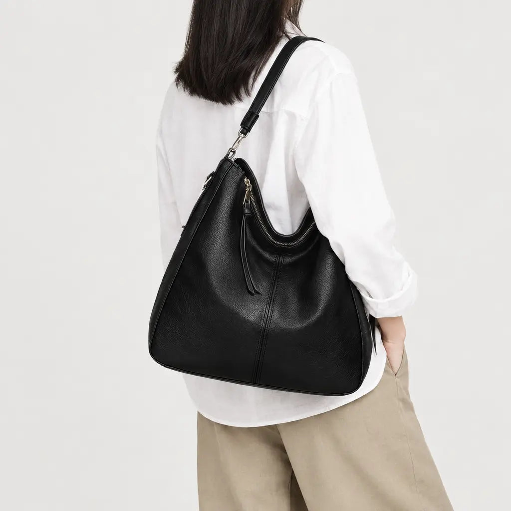Sac à main femme à poche latérale - noir