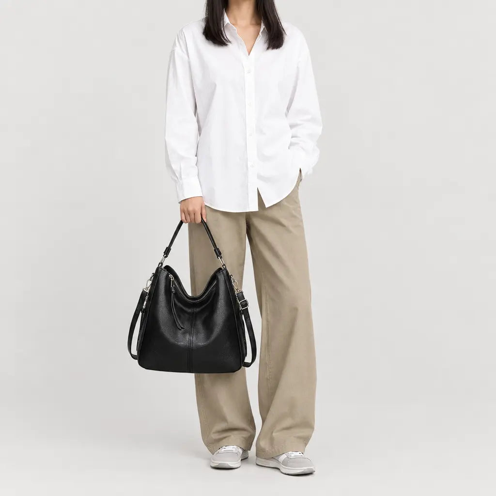 Sac à main femme à poche latérale - noir