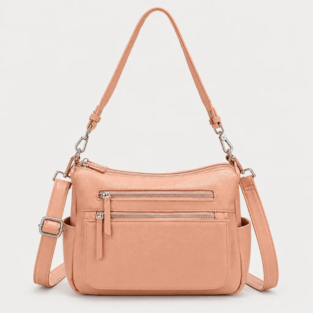Sac à main femme en cuir véritable - abricot