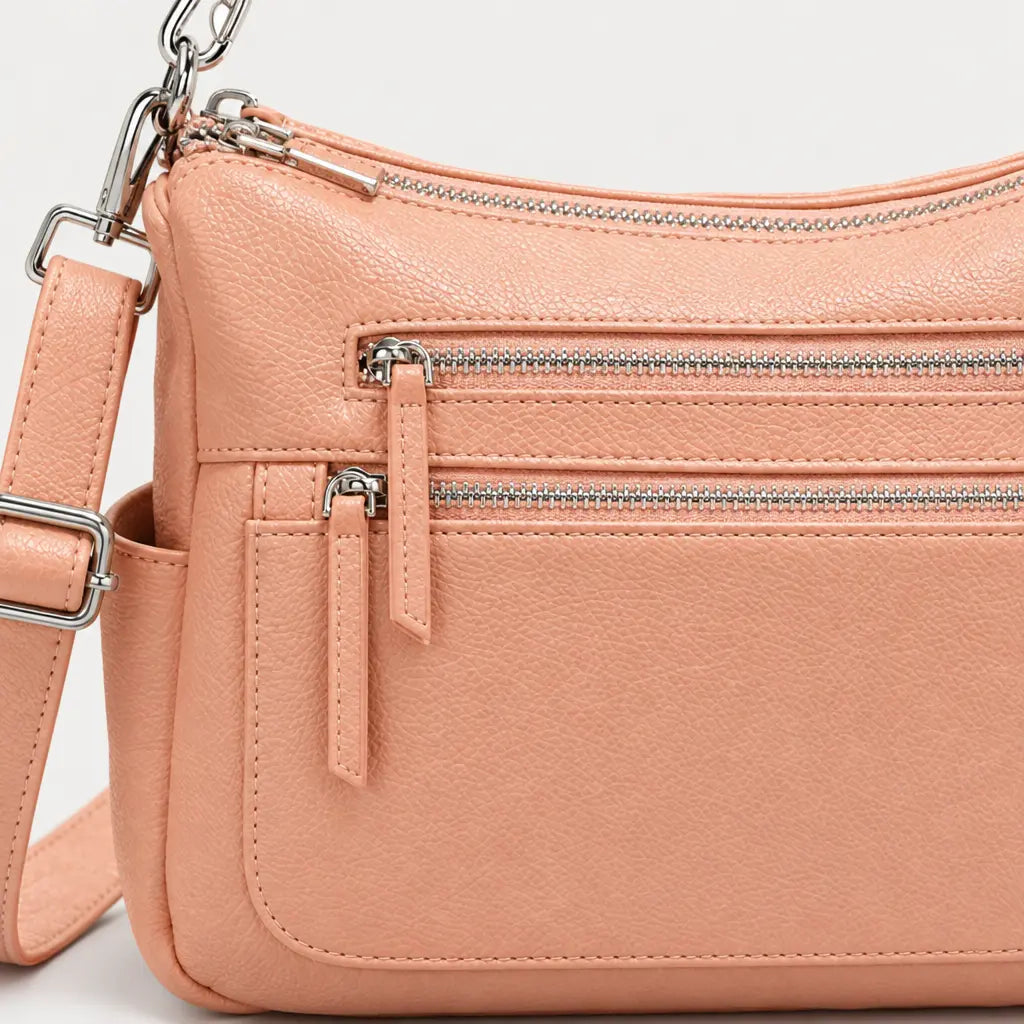 Sac à main femme en cuir véritable - abricot
