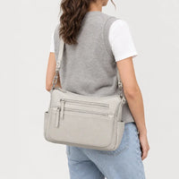 Sac à main femme en cuir véritable - gris blanc