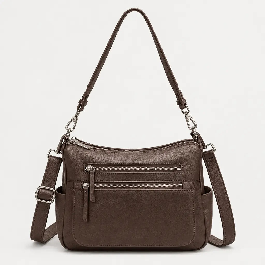 Sac à main femme en cuir véritable - cafe