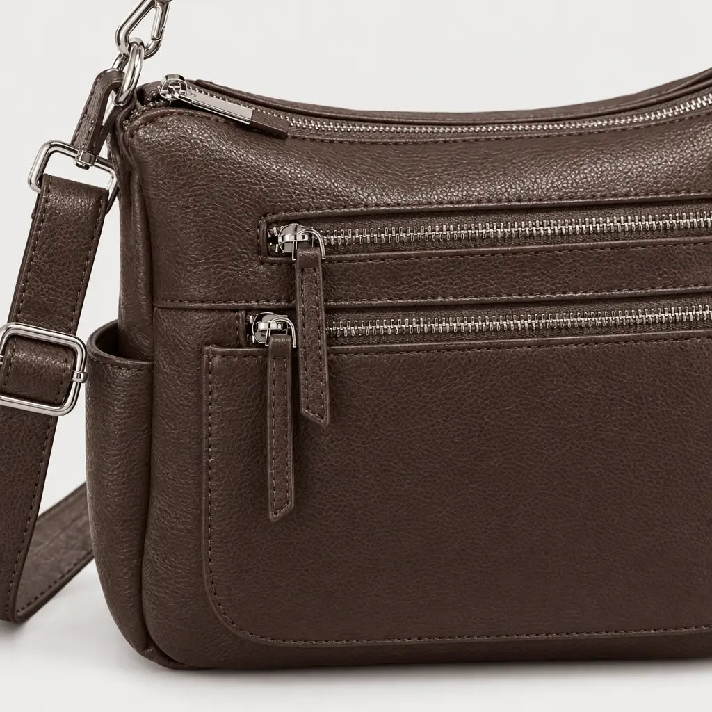 Sac à main femme en cuir véritable - cafe