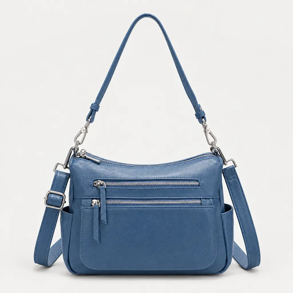 Sac à main femme en cuir véritable - bleu