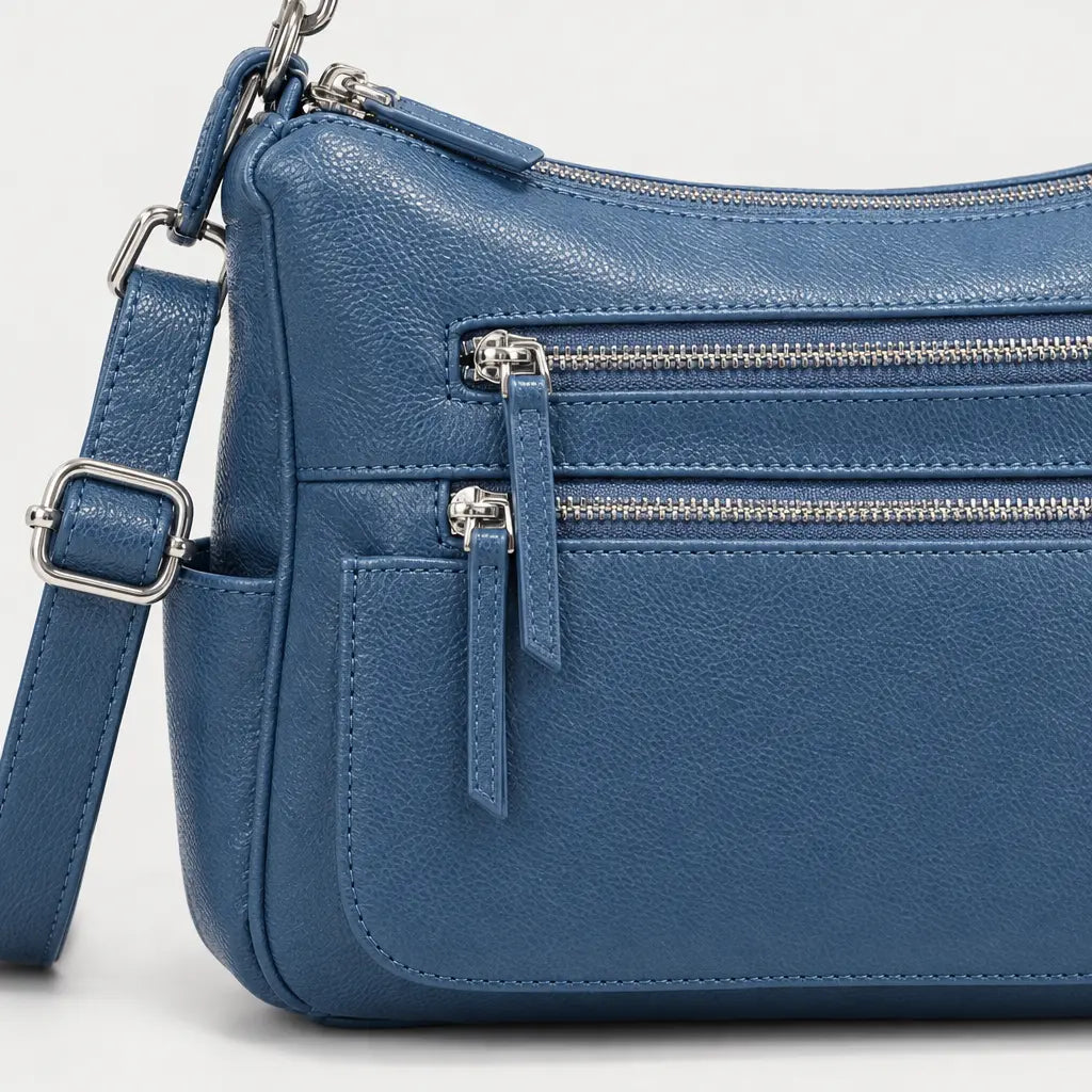 Sac à main femme en cuir véritable - bleu