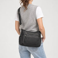 Sac à main femme en cuir véritable - noir
