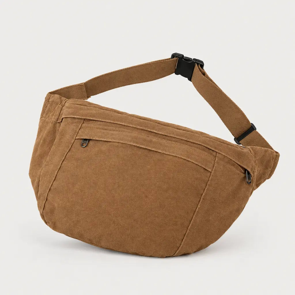 Sac banane unisexe en toile - Marron Clair