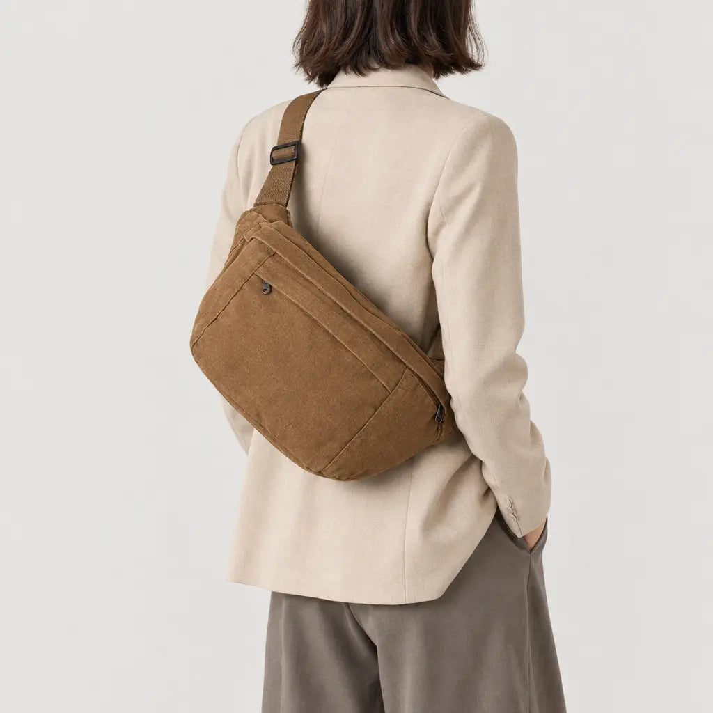 Sac banane unisexe en toile - Marron Clair