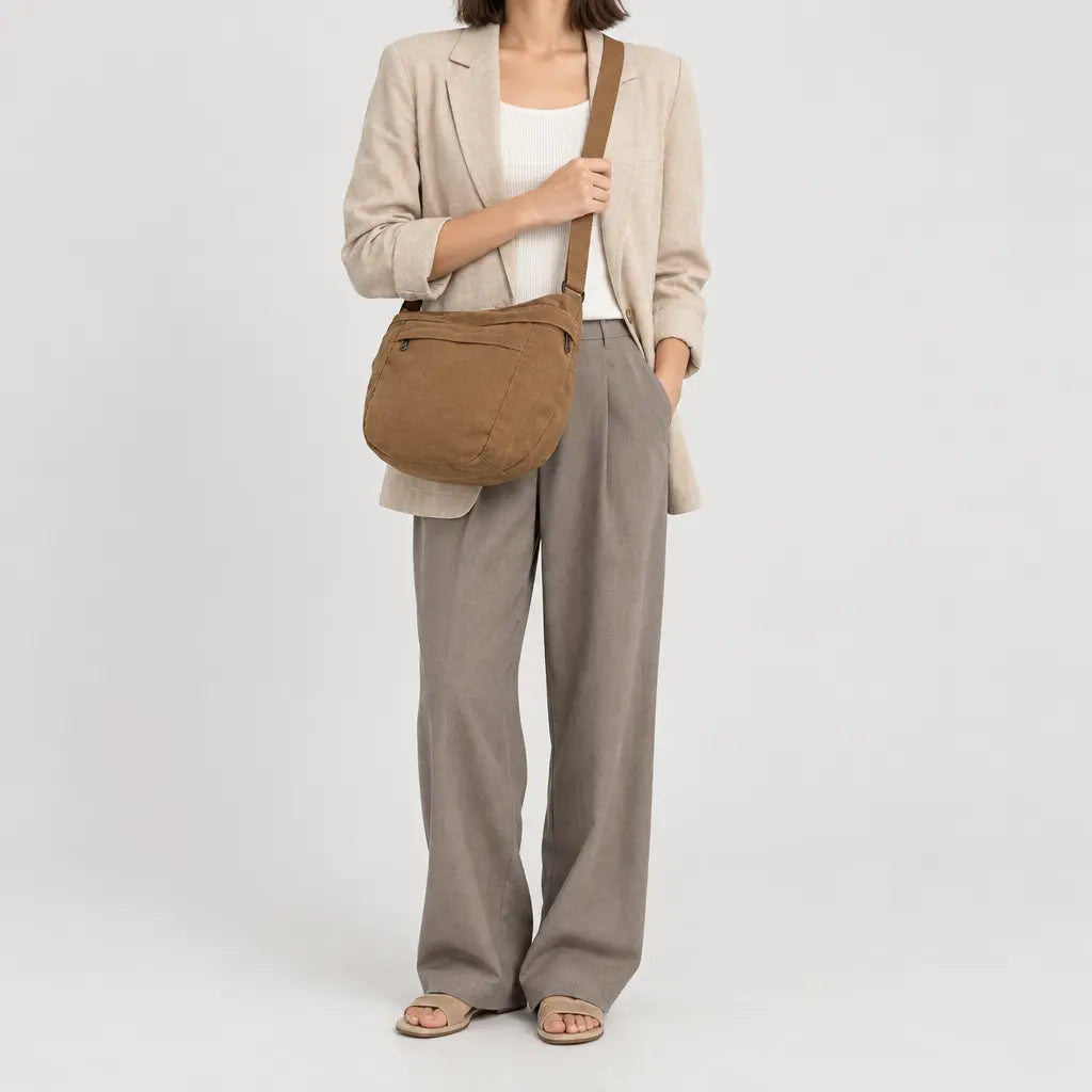 Sac banane unisexe en toile - Marron Clair