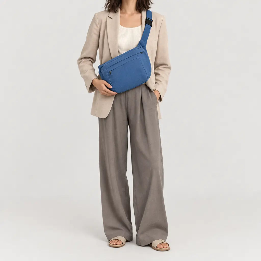 Sac banane unisexe en toile - Bleu