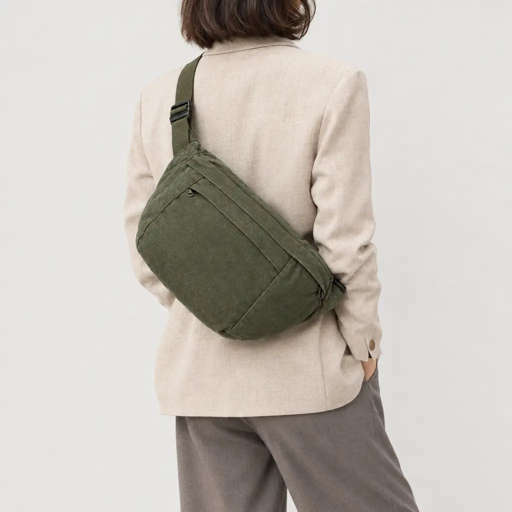 Sac banane unisexe en toile - Vert Armee