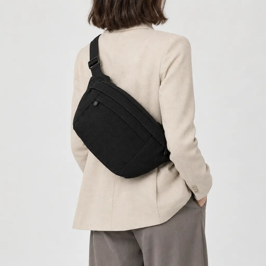 Sac banane unisexe en toile - Noir