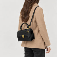 Sac à main carré femme en simili cuir - noir