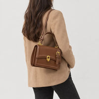 Sac à main carré femme en simili cuir - marron