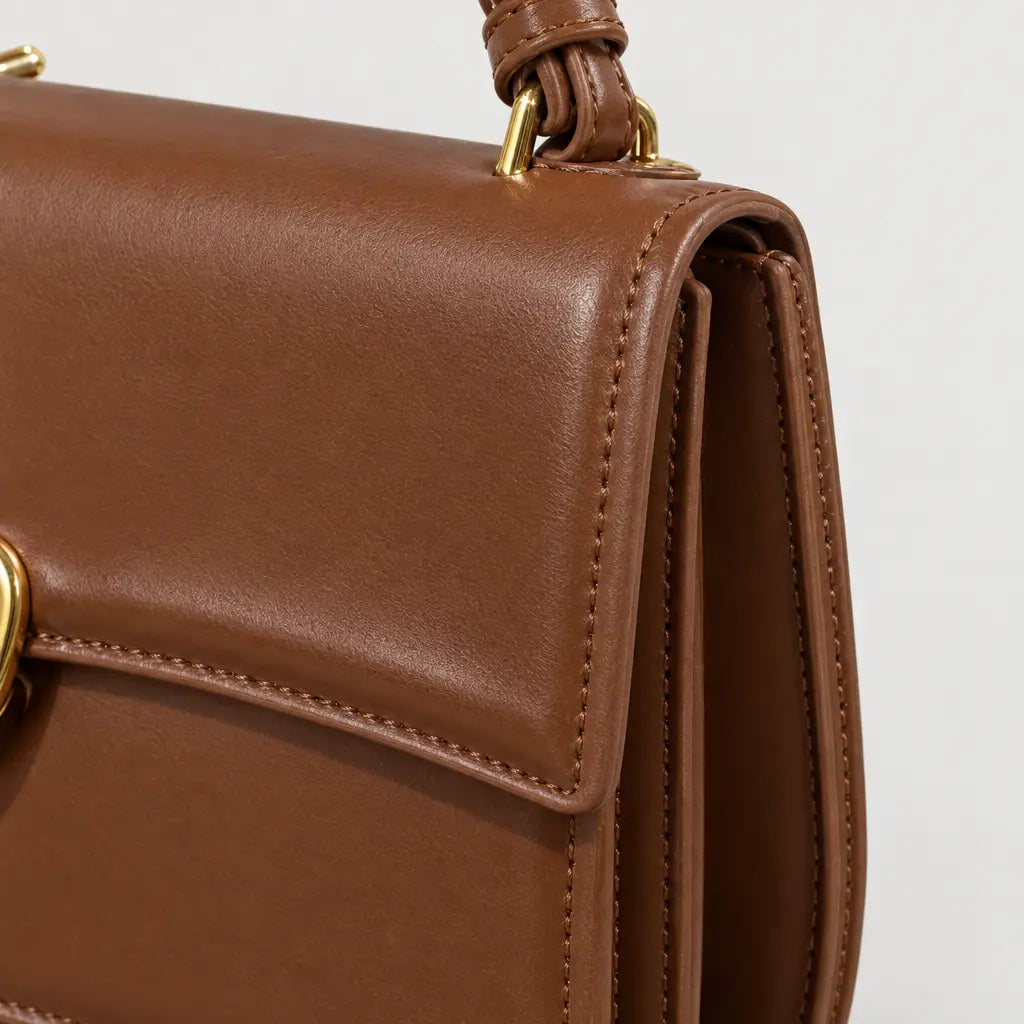 Sac à main carré femme en simili cuir - marron