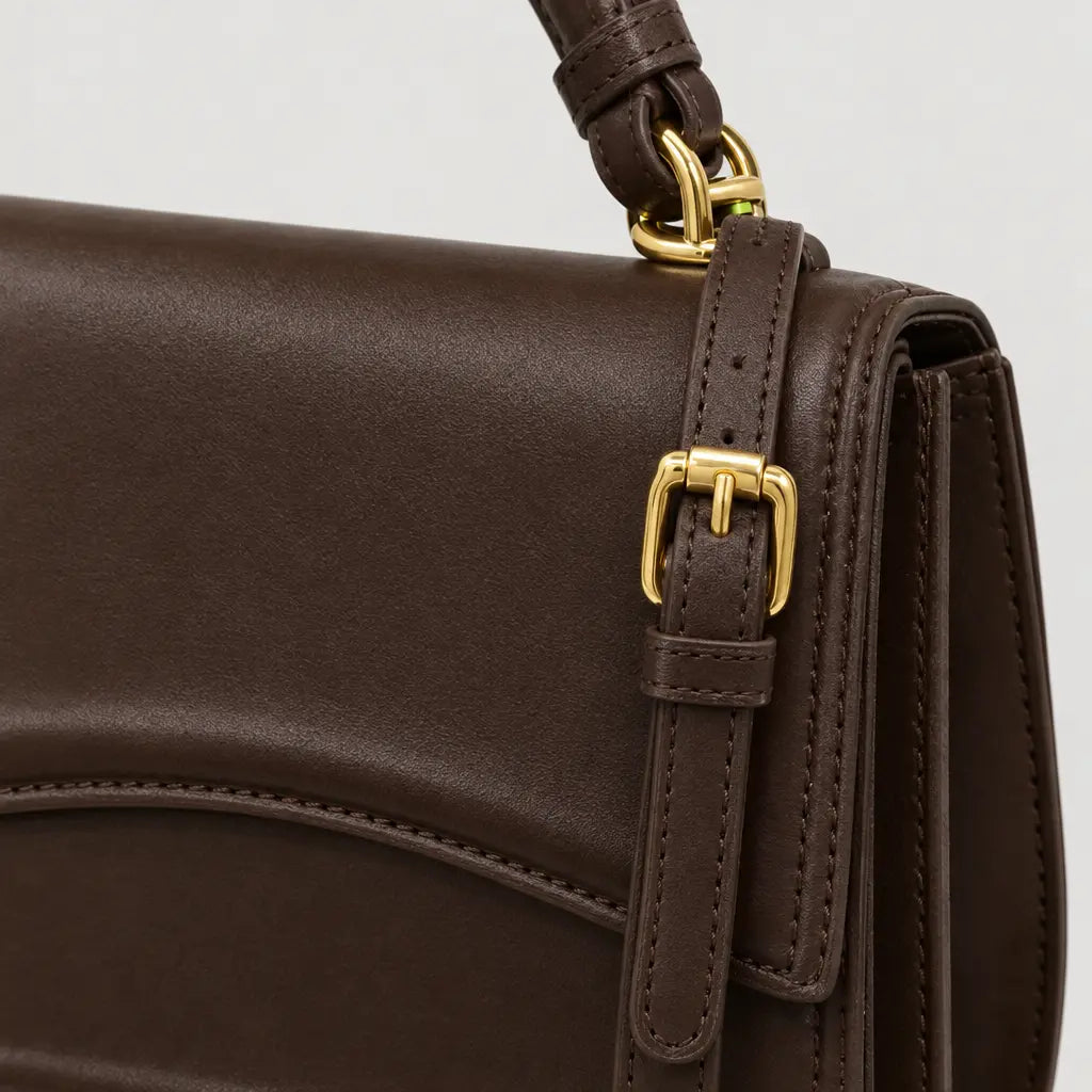 Sac à main carré femme en simili cuir - cafe