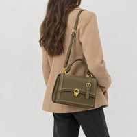 Sac à main carré femme en simili cuir - kaki