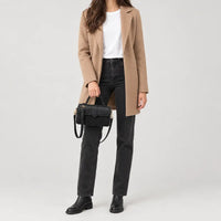 Sac à main carré femme en simili cuir - noir 21x12x8