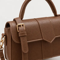 Sac à main carré femme en simili cuir - marron 21x12x8