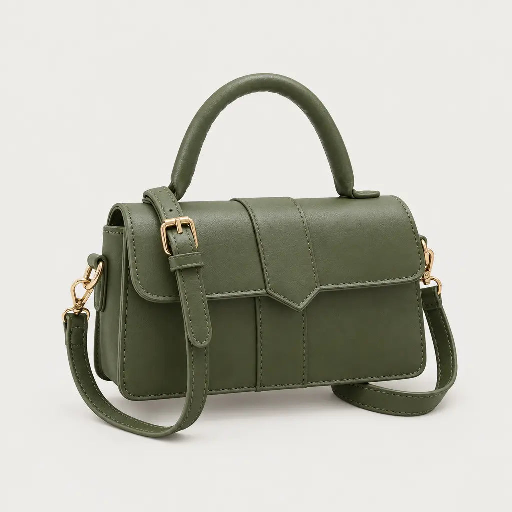 Sac à main carré femme en simili cuir - vert 21x12x8