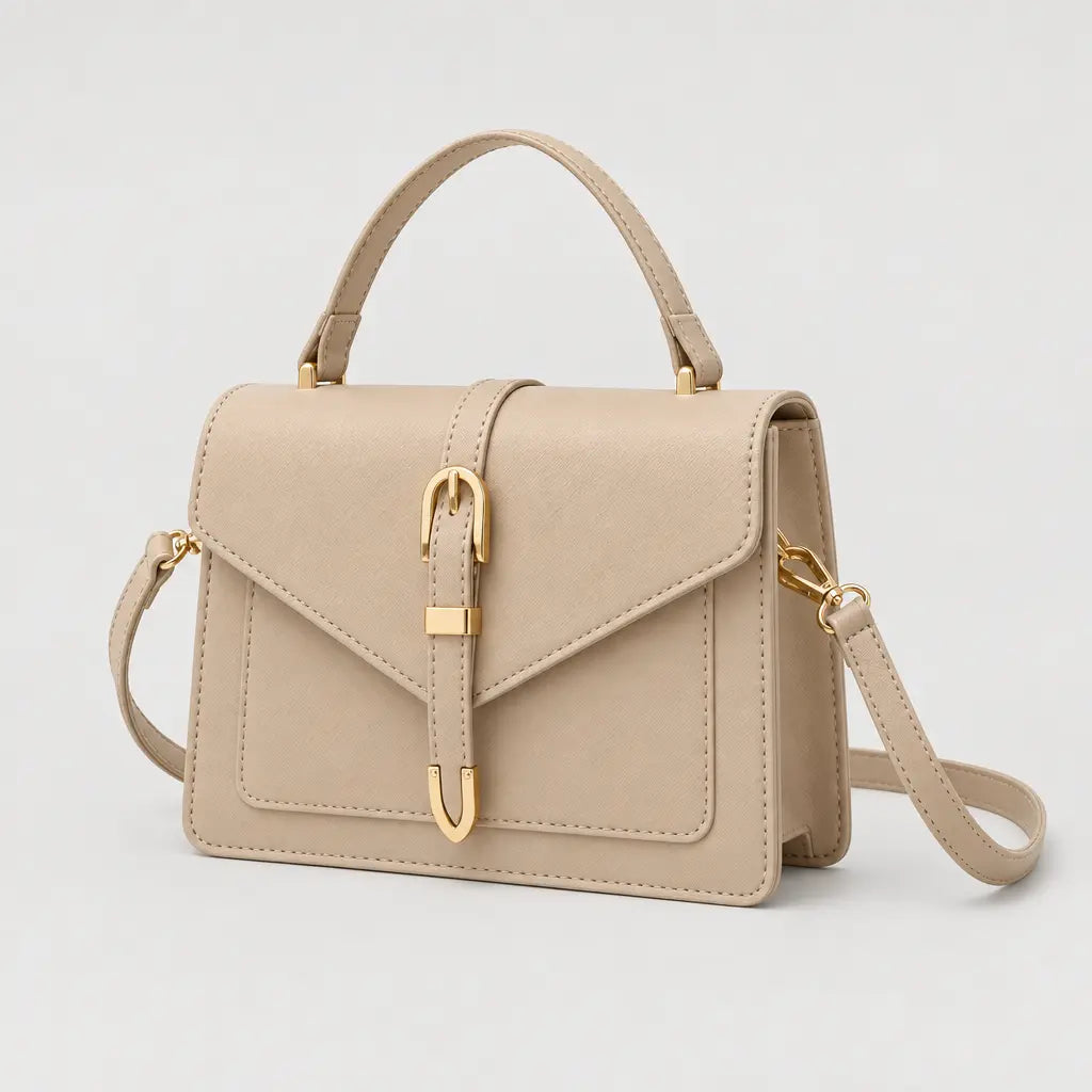 Mini sac bandoulière femme à rabat - beige