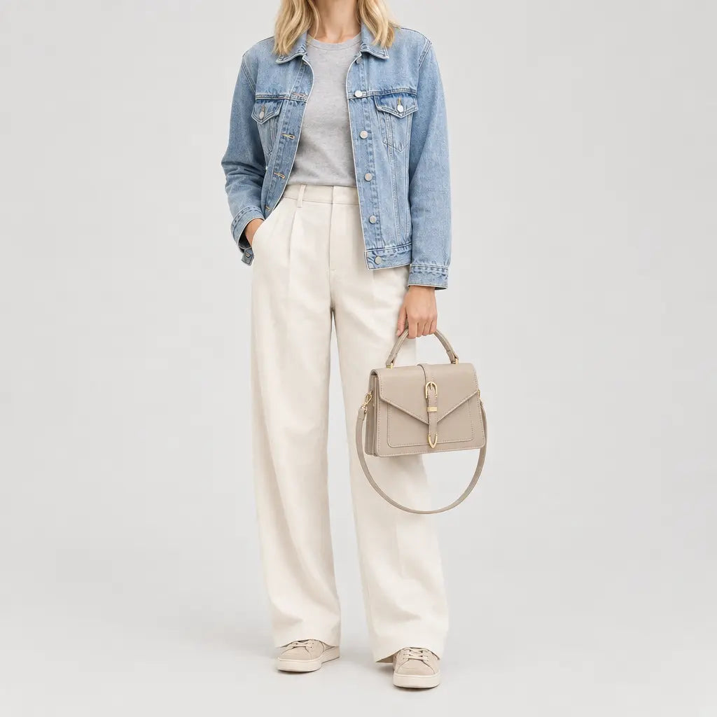 Mini sac bandoulière femme à rabat - beige