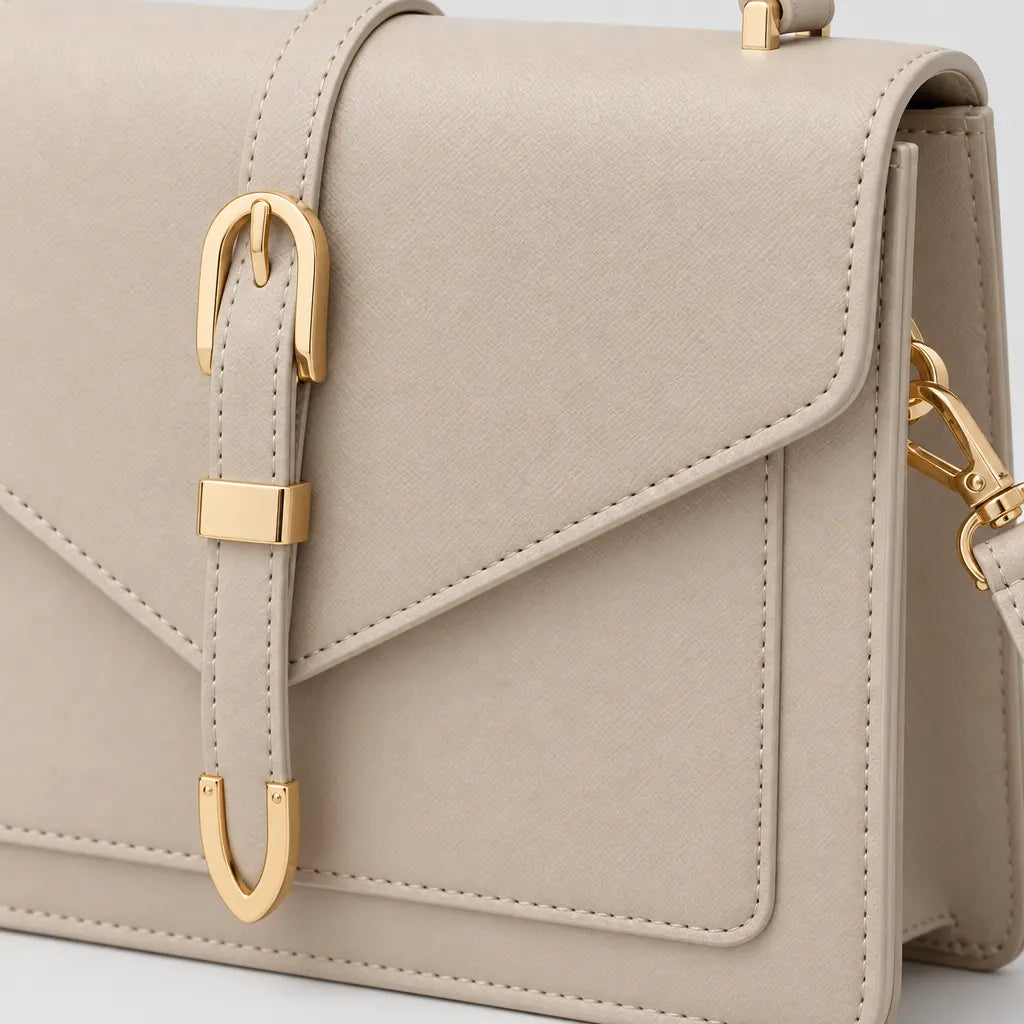 Mini sac bandoulière femme à rabat - beige