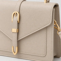 Mini sac bandoulière femme à rabat - beige