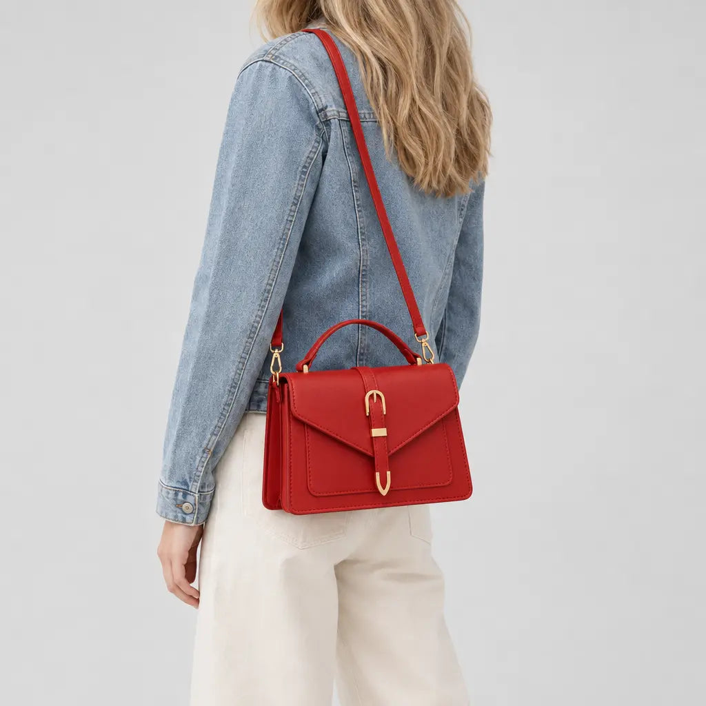 Mini sac bandoulière femme à rabat - rouge