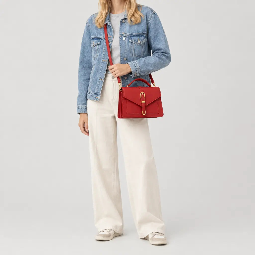 Mini sac bandoulière femme à rabat - rouge