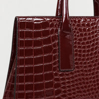 Sac à main femme motif croco - rouge bordeaux
