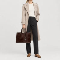 Sac à main femme motif croco - marron profond