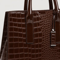 Sac à main femme motif croco - marron profond