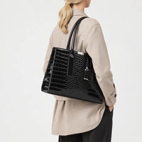 Sac à main femme motif croco - noir