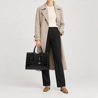 Sac à main femme motif croco - noir