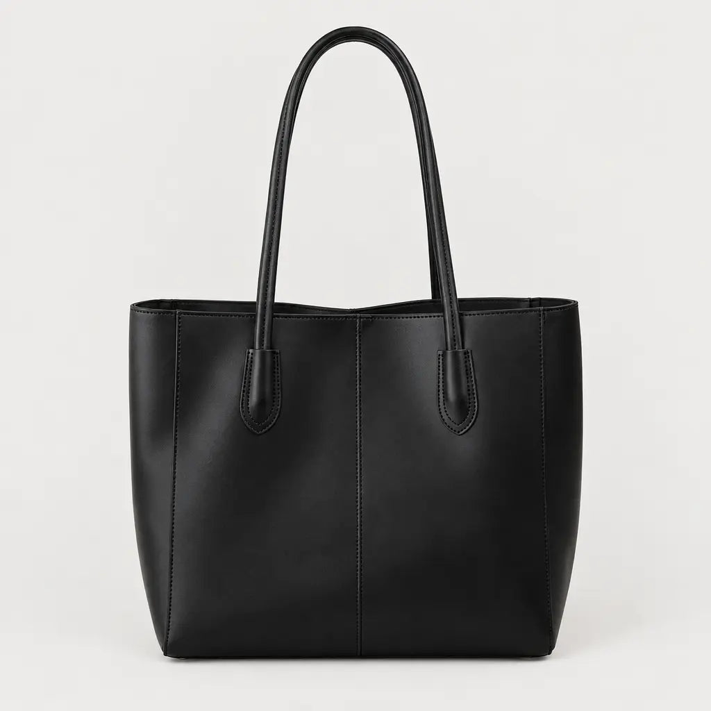 Sac cabas femme à ouverture large - noir