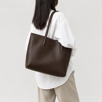 Sac cabas femme à ouverture large - cafe
