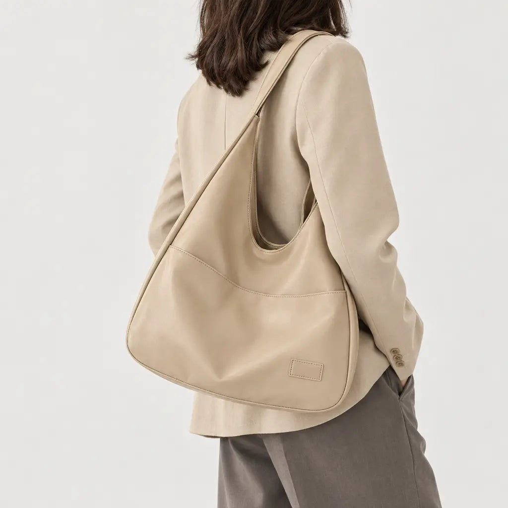 Sac cabas femme en cuir - beige