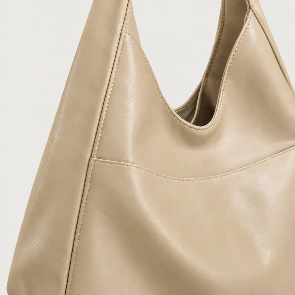 Sac cabas femme en cuir - beige