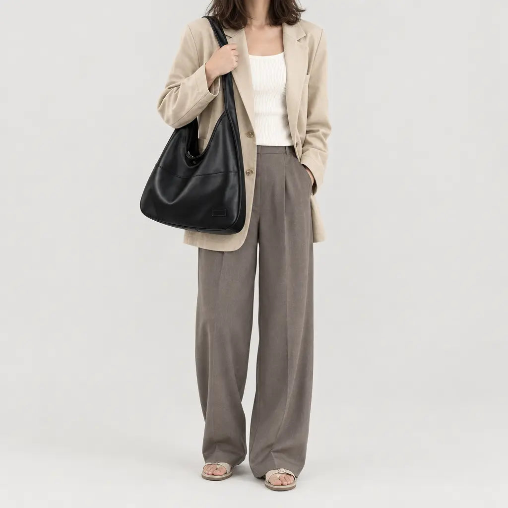Sac cabas femme en cuir - noir