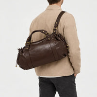 Sac à main carré en polyester - cafe